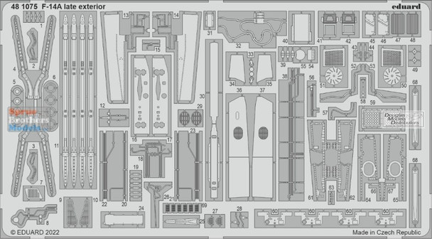 EDU481075 1:48 Eduard PE - F-14A Tomcat Late Exterior Detail Set (TAM kit)