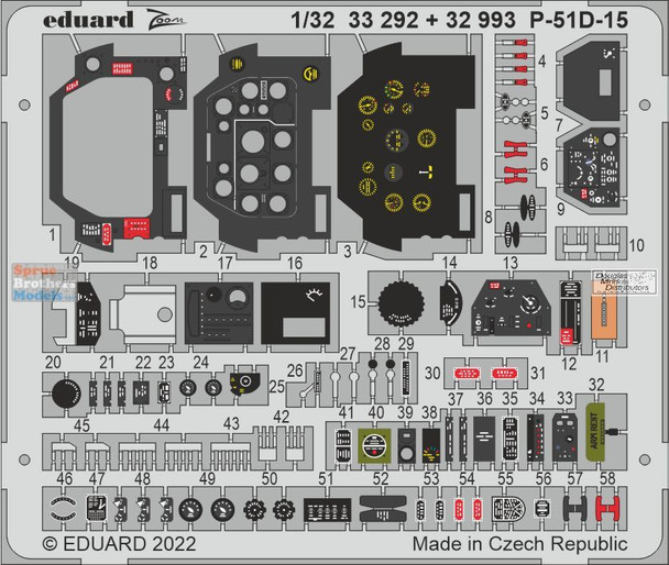 EDU33292 1:32 Eduard Zoom Color PE - P-51D-15 Mustang (REV kit)