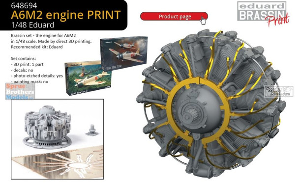 EDU648694 1:48 Eduard Brassin Print - A6M2 Zero Engine (EDU kit)