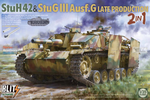TAK08006 1:35 Blitz by Takom - StuH 42 & StuG III Ausf.G Late Production (2in1)