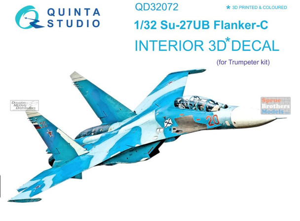 QTSQD32072 1:32 Quinta Studio Interior 3D Decal - Su-27UB Flanker-C (TRP kit)