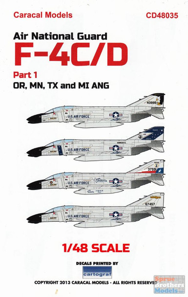 CARCD48035 1:48 Caracal Models Decals - ANG F-4C/D Phantom II Pt 1: OR MN TX MI
