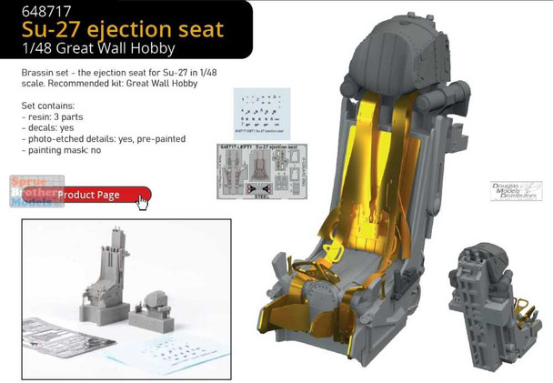 EDU648717 1:48 Eduard Brassin Print Su-27 Flanker Ejection Seat (GWH kit)