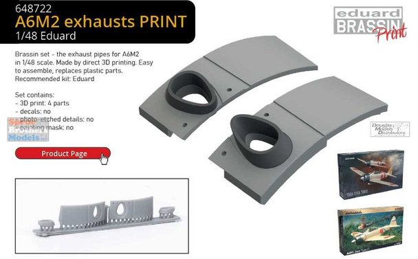 EDU648722 1:48 Eduard Brassin Print - A6M2 Zero Exhausts (EDU kit)