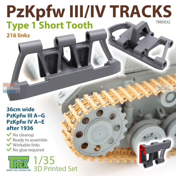 TRXTR85032 1:35 TRex - Panzer Pz.Kpfw III/IV Tracks Type 1 Short Tooth