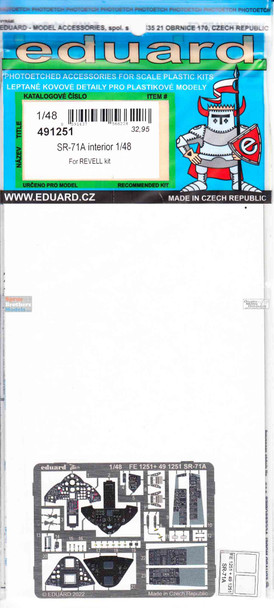EDU491251 1:48 Eduard Color PE - SR-71A Blackbird Interior Detail Set (REV kit)