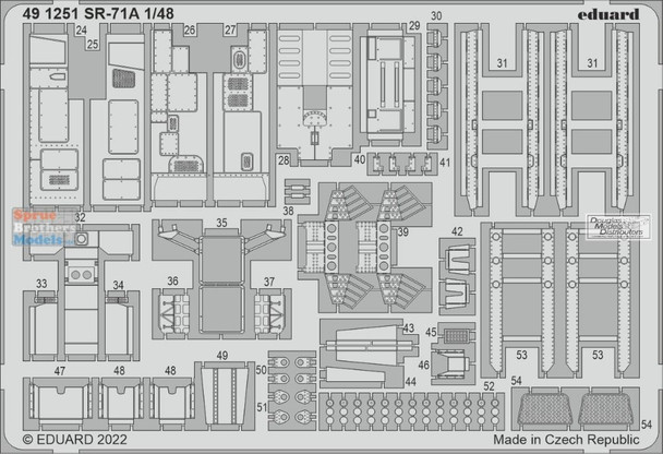 EDU491251 1:48 Eduard Color PE - SR-71A Blackbird Interior Detail Set (REV kit)