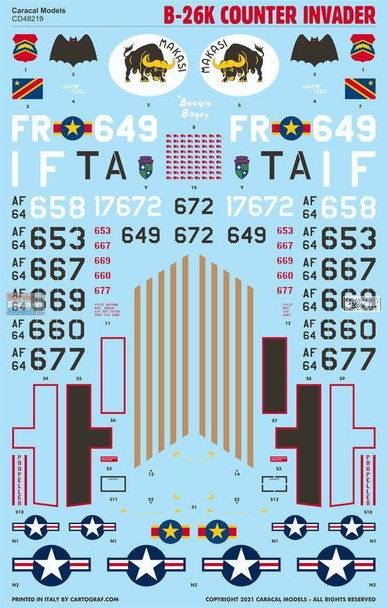 CARCD48219 1:48 Caracal Models Decals - B-26K Counter Invader