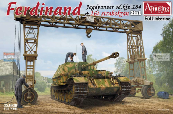 AMU35A030 1:35 Amusing Hobby Sd.Kfz.184 Ferdinand [Full Interior] & 16t Strabokran (2in1)