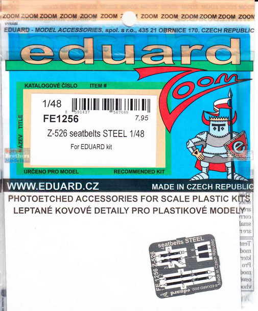 EDUFE1256 1:48 Eduard Color Zoom PE - Z-526 Seatbelts [STEEL] (EDU kit)