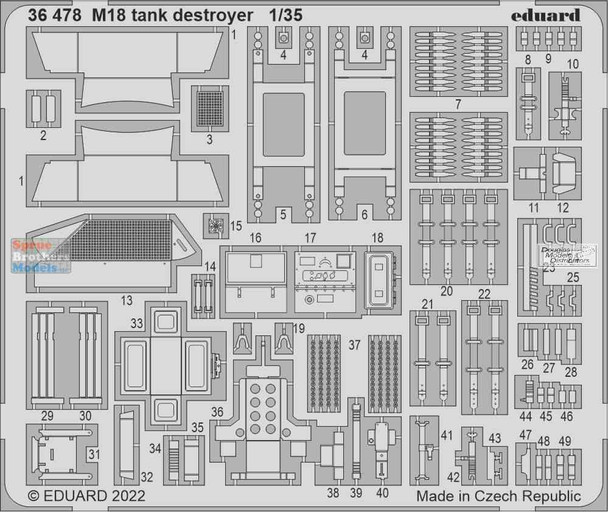 EDU36478 1:35 Eduard PE - M18 Hellcat Detail Set (TAM kit)