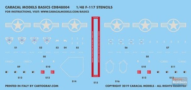 CARCD48138 1:48 Caracal Models Decals - F-117A Stealth Fighter