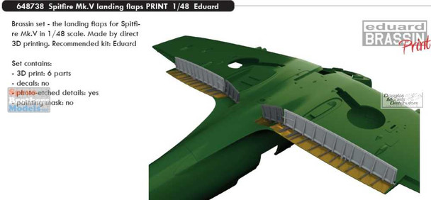 EDU648738 1:48 Eduard Brassin Print - Spitfire Mk.V Landing Flaps (EDU kit)