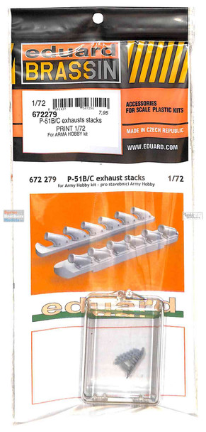 EDU672279 1:72 Eduard Brassin Print P-51B P-51C Mustang Exhaust Stacks (ARM kit)