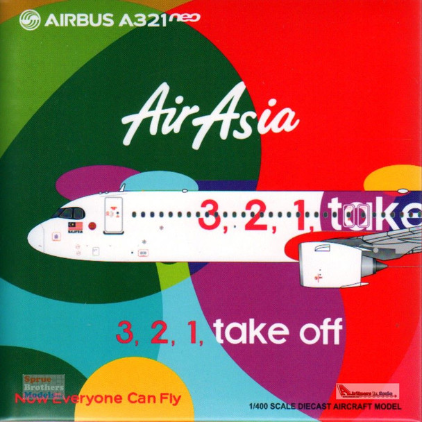 JCW4249 1:400 JC Wings Air Asia Airbus A321neo '3,2,1 Take Off' (pre-painted/pre-built)