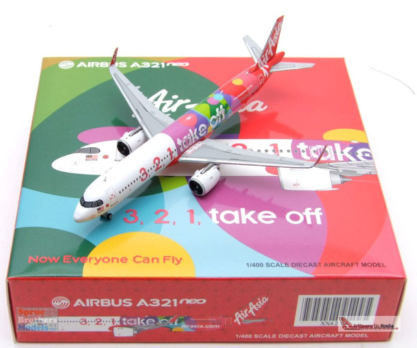 JCW4249 1:400 JC Wings Air Asia Airbus A321neo '3,2,1 Take Off' (pre-painted/pre-built)