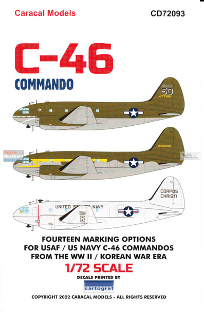 CARCD72093 1:72 Caracal Models Decals - C-46 Commando