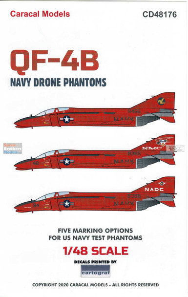 CARCD48176 1:48 Caracal Models Decals - QF-4B Phantom II Navy Drone Phantoms
