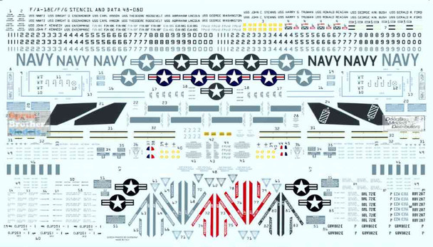 FUR48080 1:48 Furball Aero Design F-18E F-18F Super Hornet EA-18G Growler Stencil Set