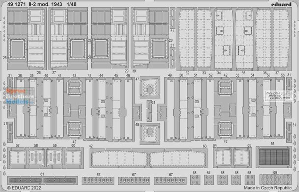 EDU491271 1:48 Eduard Color PE - IL-2 Mod 1943 Detail Set (ZVE kit)