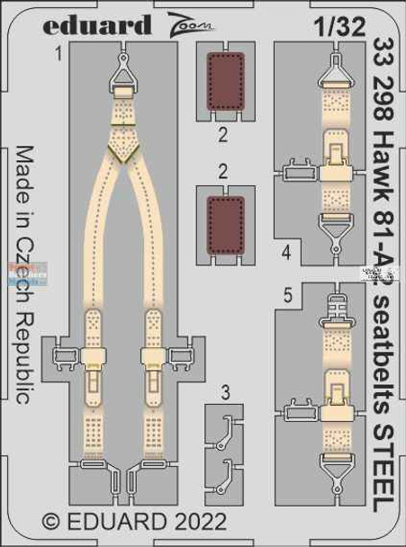 EDU33298 1:32 Eduard Zoom Color PE - Hawk 81-A2 Seatbelts [STEEL] (GWH kit)