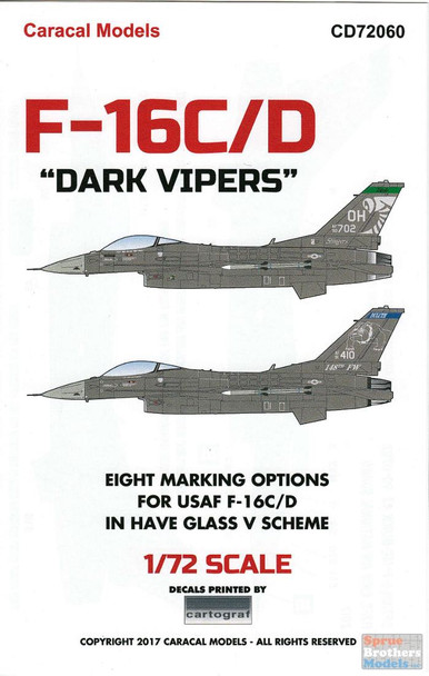 CARCD72060 1:72 Caracal Models Decals - F-16C F-16D Falcon 'Dark Vipers'