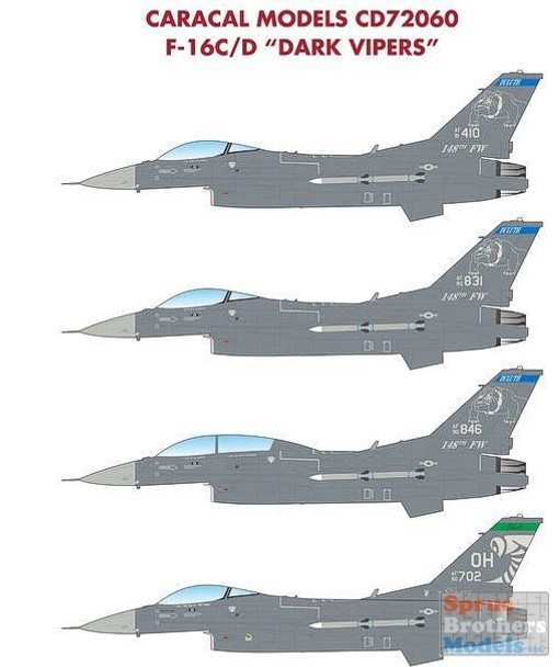 CARCD72060 1:72 Caracal Models Decals - F-16C F-16D Falcon 'Dark Vipers'