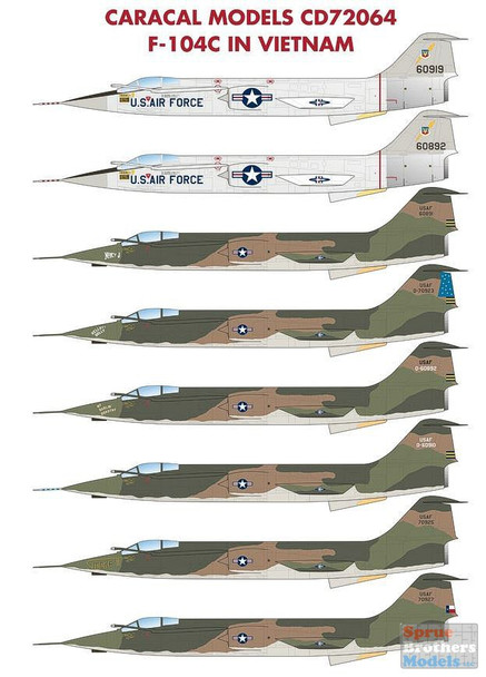 CARCD72064 1:72 Caracal Models Decals - F-104C Starfighter in Vietnam