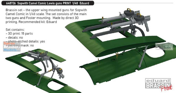 EDU648726 1:48 Eduard Brassin Print - Sopwith Camel Comic Lewis Guns (EDU kit)