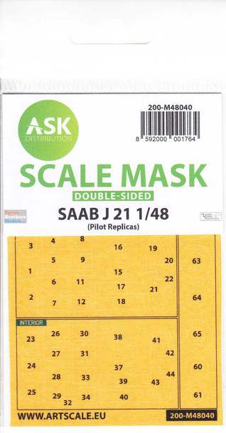 ASKM48040 1:48 ASK/Art Scale Mask [Double Sided] - Saab J21 (PLS kit)