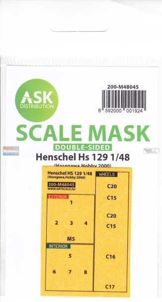 ASKM48045 1:48 ASK/Art Scale Mask [Double Sided] - Hs129 (HAS/H2K kit)