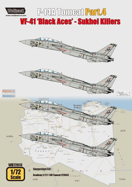 WPDDEC72013 1:72 Wolfpack Decal - F-14A Tomcat Part 4 VF-41 Black