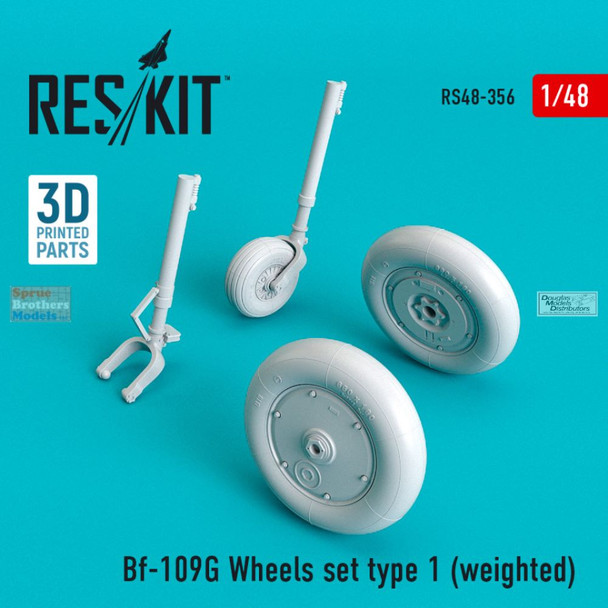 RESRS480356 1:48 ResKit Bf109G Weighted Wheels Set Type 1