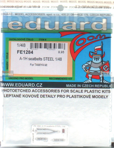 EDUFE1284 1:48 Eduard Color Zoom PE - A-1H Skyraider Seatbelts [STEEL] (TAM kit)
