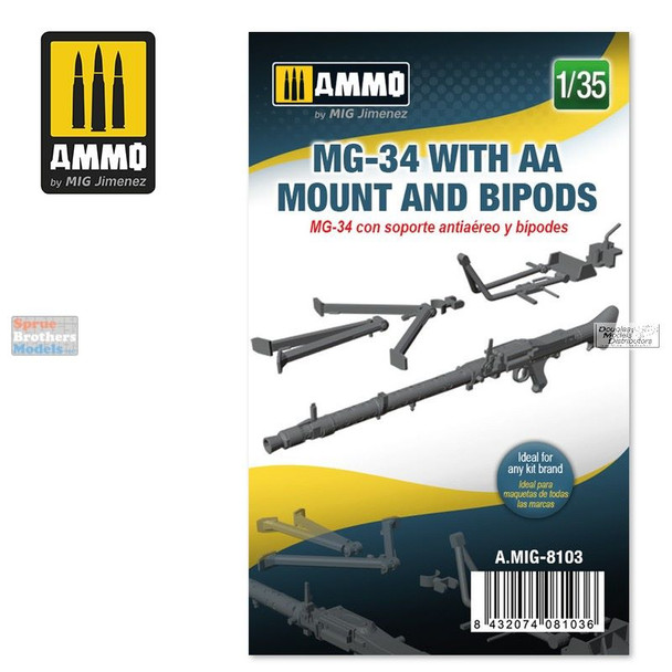 AMM8103 1:35 AMMO by Mig MG-34 Machine Gun with AA Mount and Bipods