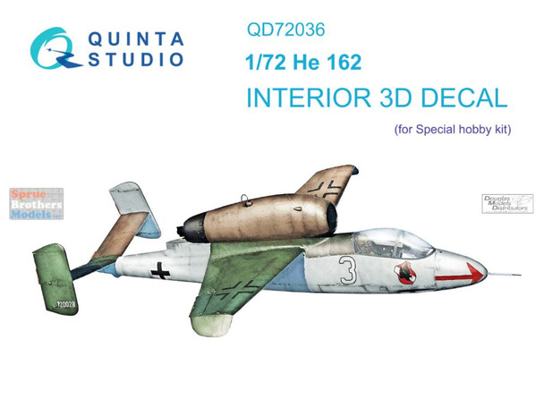 QTSQD72036 1:72 Quinta Studio Interior 3D Decal - He162 (SPH kit)