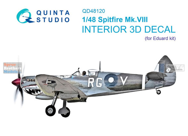 QTSQD48120 1:48 Quinta Studio Interior 3D Decal - Spitfire Mk.VIII (EDU kit)