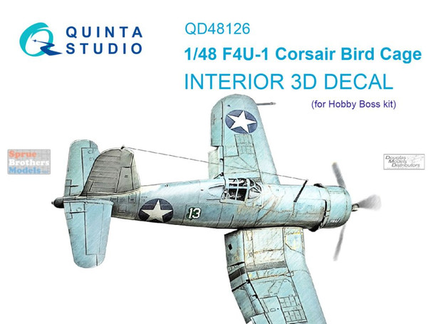 QTSQD48126 1:48 Quinta Studio Interior 3D Decal - F4U-1 Birdcage Corsair (HBS kit)