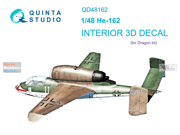 QTSQD48162 1:48 Quinta Studio Interior 3D Decal - He162 (DRA kit)