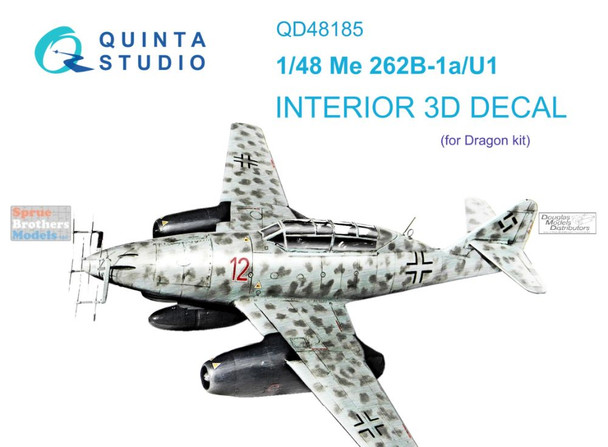 QTSQD48185 1:48 Quinta Studio Interior 3D Decal - Me262B-1a/U1 (DRA kit)