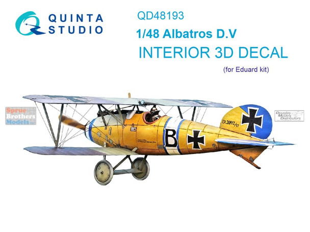 QTSQD48193 1:48 Quinta Studio Interior 3D Decal - Albatros D.V (EDU kit)