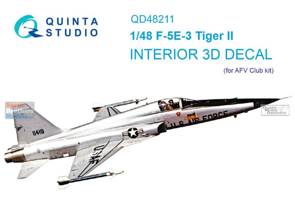 QTSQD48211 1:48 Quinta Studio Interior 3D Decal - F-5E-3 Tiger II (AFV kit)