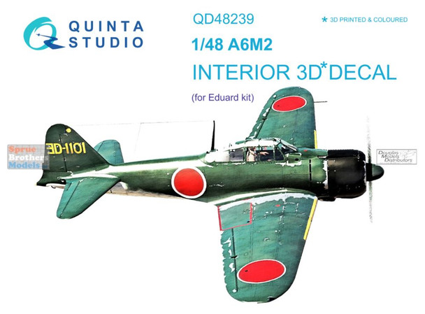 QTSQD48239 1:48 Quinta Studio Interior 3D Decal - A6M2 Zero (EDU kit)