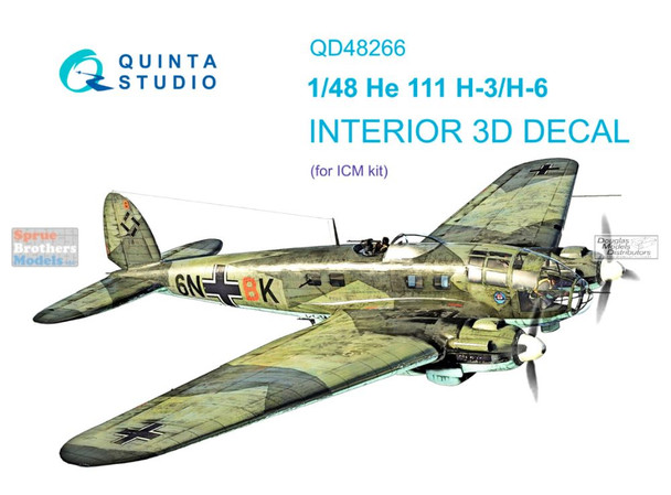 QTSQD48266 1:48 Quinta Studio Interior 3D Decal - He111H-3 He111H-6 (ICM kit)