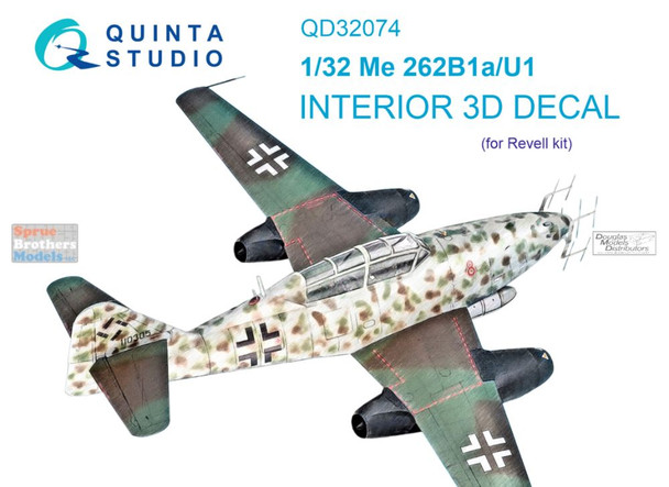 QTSQD32074 1:32 Quinta Studio Interior 3D Decal - Me262B1a/U1 (REV kit)