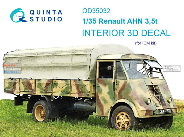 QTSQD35032 1:35 Quinta Studio Interior 3D Decal - Renault AHN 3.5t Truck (ICM kit)