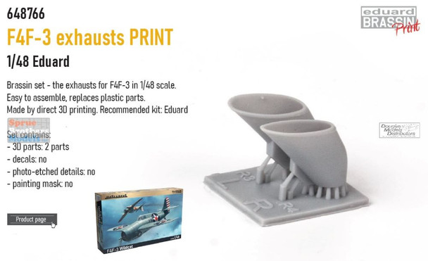 EDU648766 1:48 Eduard Brassin Print - F4F-3 Wildcat Exhausts (EDU kit)