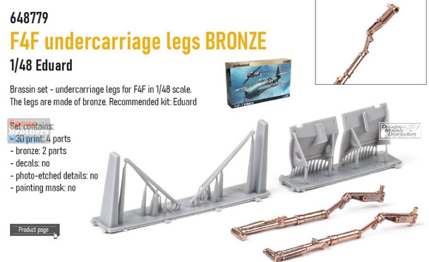 EDU648779 1:48 Eduard Brassin - F4F Wildcat Undercarriage Legs [bronze] (EDU kit)