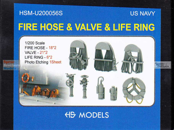 HSMU200056U 1:200 HS Models US Navy Fire Hose & Valve & Life Ring Set