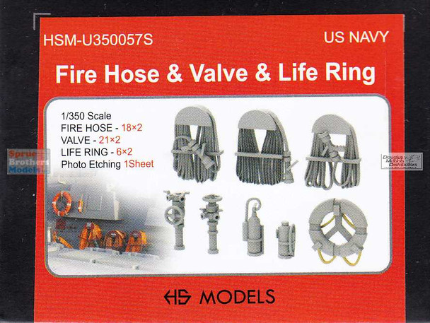 HSMU350057U 1:350 HS Models US Navy Fire Hose & Valve & Life Ring Set